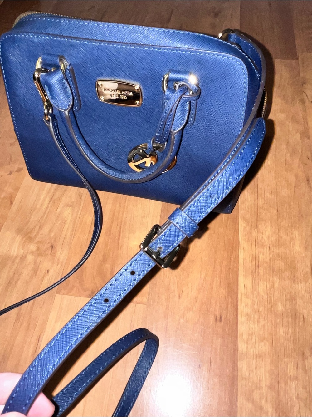 Michael Kors Royal Blue Saffiano Leather Satchel with Gold-Tone Hardware - Picture 10 of 10